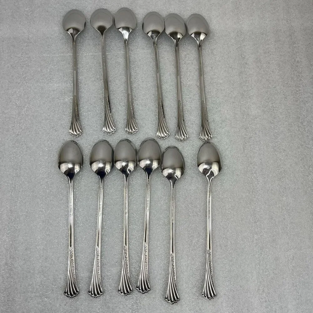 12 ONEIDA Distinction SPRING GLEN Deluxe Stainless Iced Tea Spoons 7 3/8